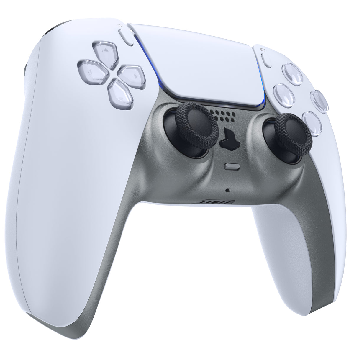 eXtremeRate Replacement Decorative Trim Shell with Accent Rings Compatible with PS5 Controller BDM-010/020/030/040/050 - Metallic Steel Gray