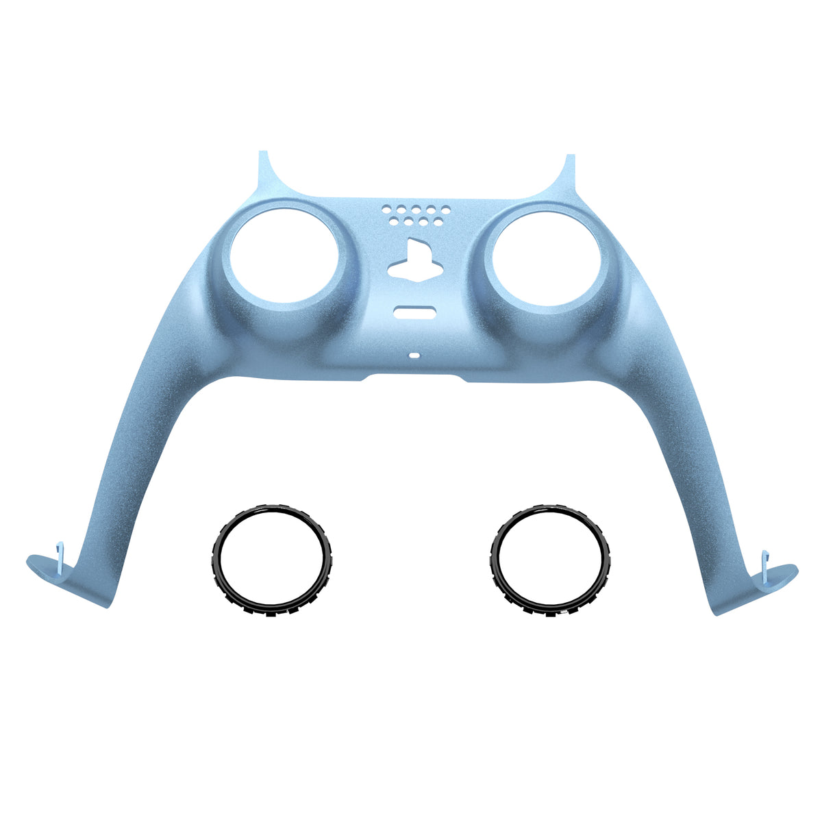 eXtremeRate Replacement Decorative Trim Shell with Accent Rings Compatible with PS5 Controller BDM-010/020/030/040/050 - Metallic Titanium Blue