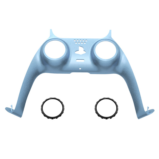 eXtremeRate Replacement Decorative Trim Shell with Accent Rings Compatible with PS5 Controller BDM-010/020/030/040/050 - Metallic Titanium Blue