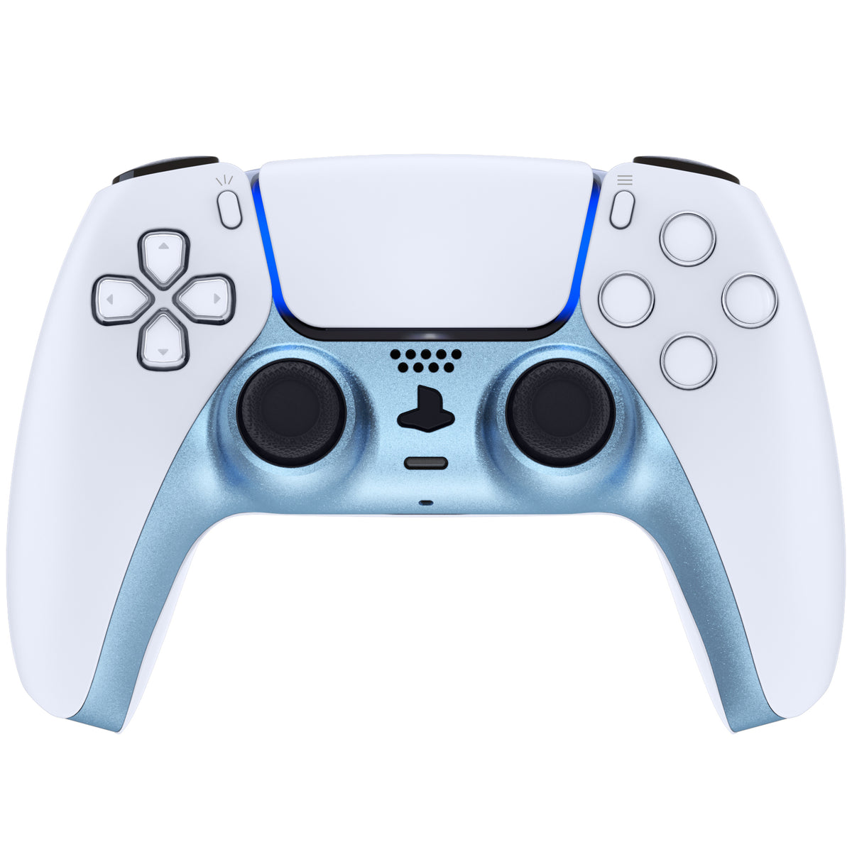 eXtremeRate Replacement Decorative Trim Shell with Accent Rings Compatible with PS5 Controller BDM-010/020/030/040/050 - Metallic Titanium Blue
