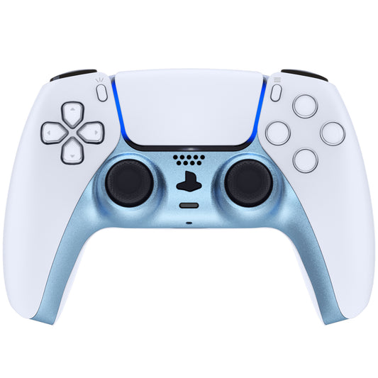 eXtremeRate Replacement Decorative Trim Shell with Accent Rings Compatible with PS5 Controller BDM-010/020/030/040/050 - Metallic Titanium Blue