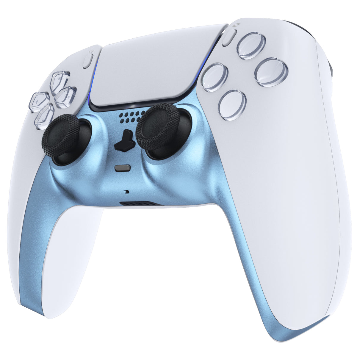eXtremeRate Replacement Decorative Trim Shell with Accent Rings Compatible with PS5 Controller BDM-010/020/030/040/050 - Metallic Titanium Blue