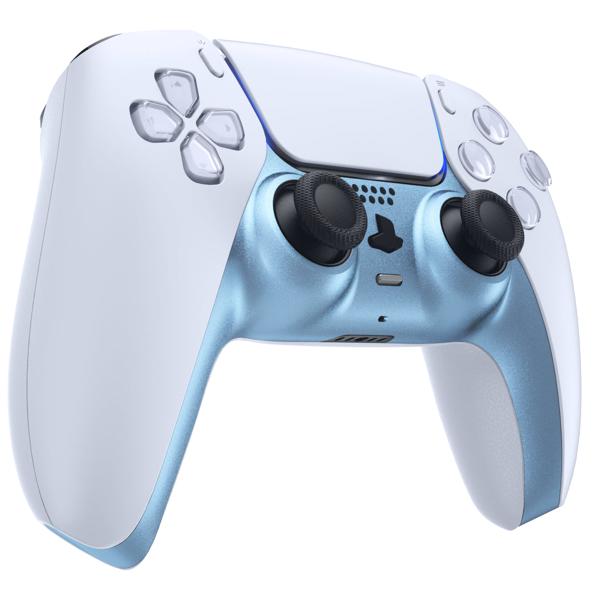 eXtremeRate Replacement Decorative Trim Shell with Accent Rings Compatible with PS5 Controller BDM-010/020/030/040/050 - Metallic Titanium Blue
