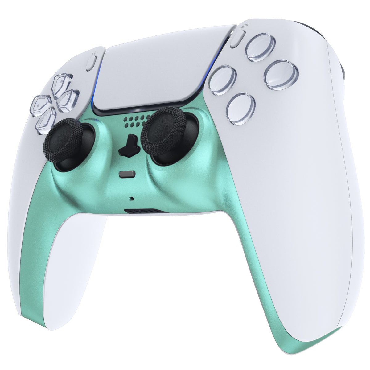 eXtremeRate Replacement Decorative Trim Shell with Accent Rings Compatible with PS5 Controller BDM-010/020/030/040/050 - Metallic Vista Green