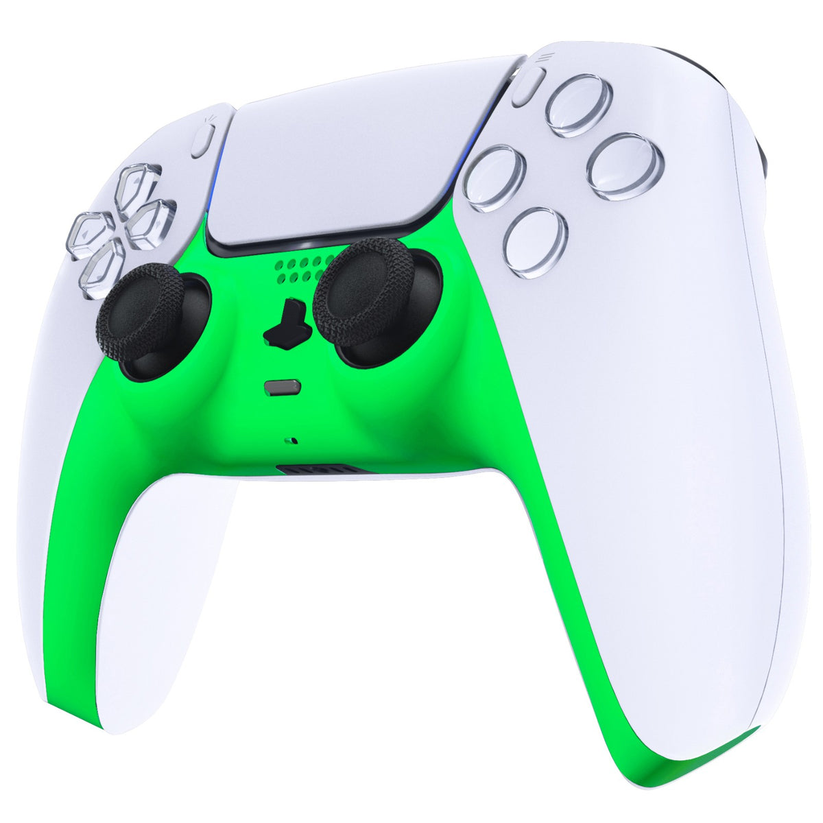 eXtremeRate Replacement Decorative Trim Shell with Accent Rings Compatible with PS5 Controller BDM-010/020/030/040/050 - Neon Green