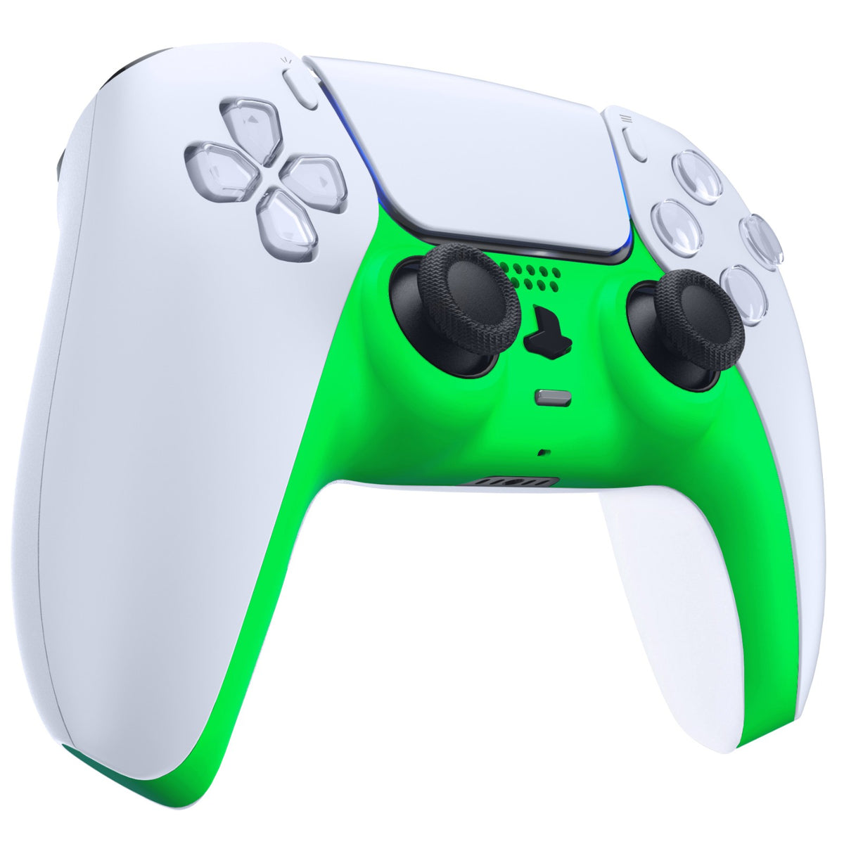eXtremeRate Replacement Decorative Trim Shell with Accent Rings Compatible with PS5 Controller BDM-010/020/030/040/050 - Neon Green