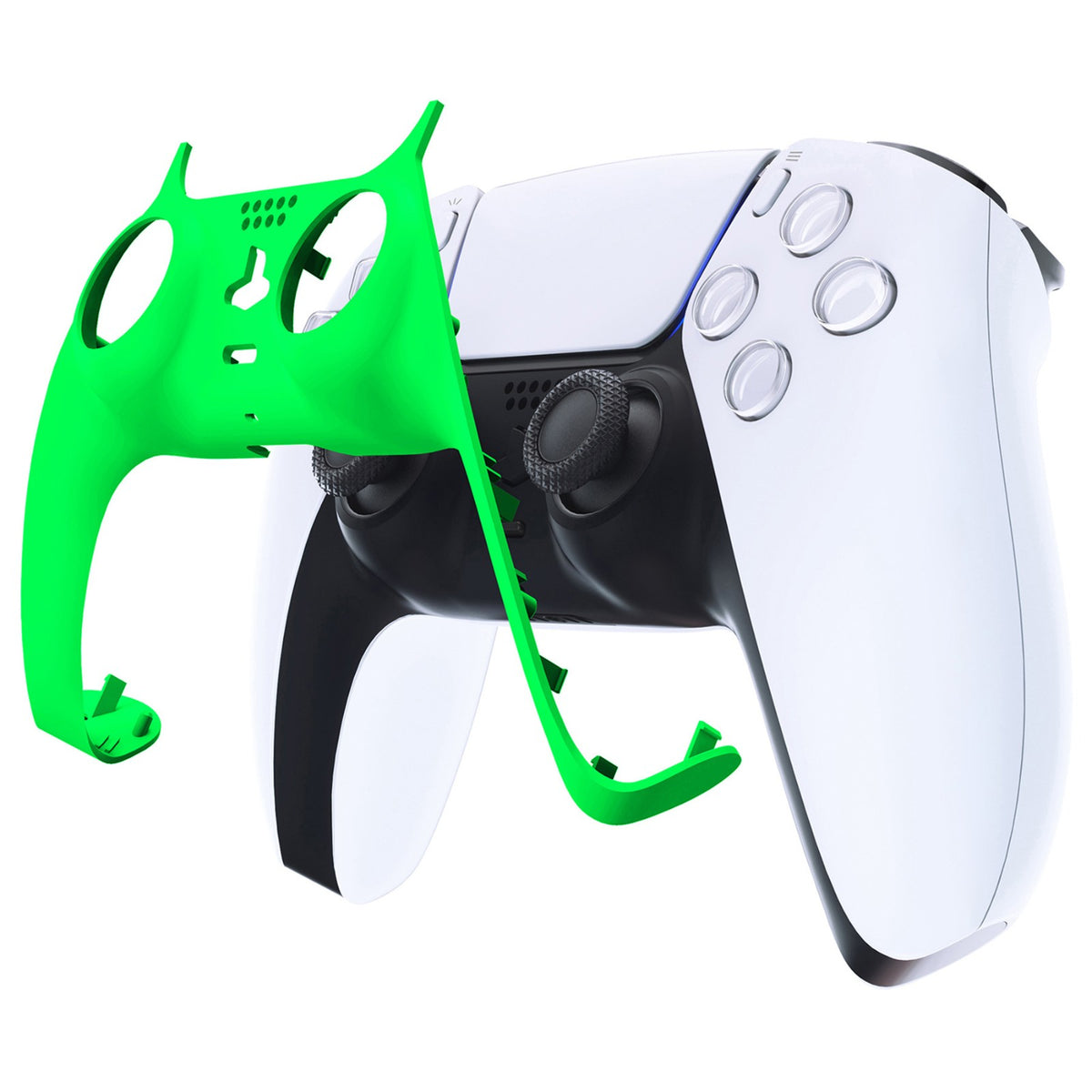 eXtremeRate Replacement Decorative Trim Shell with Accent Rings Compatible with PS5 Controller BDM-010/020/030/040/050 - Neon Green