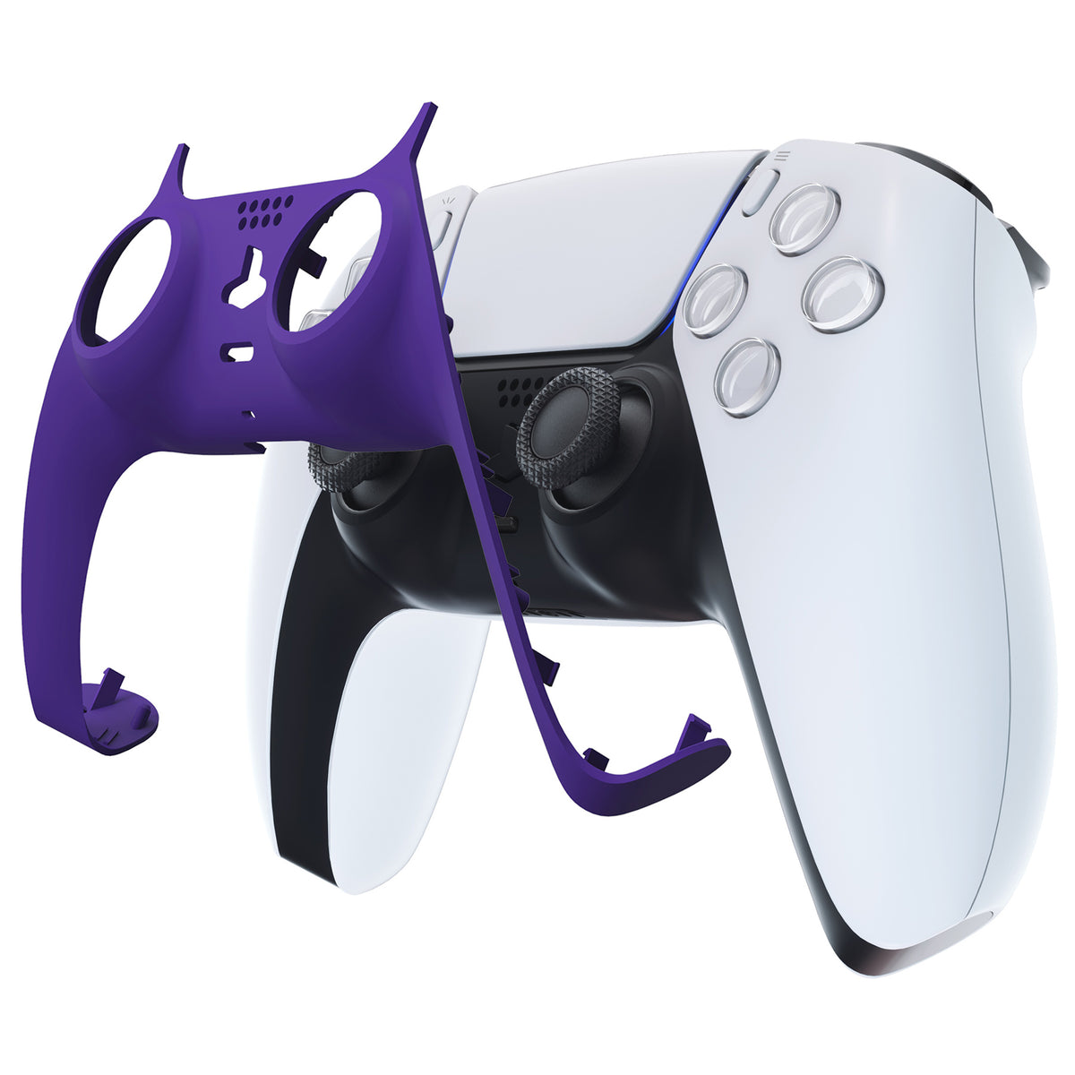 eXtremeRate Replacement Decorative Trim Shell with Accent Rings Compatible with PS5 Controller BDM-010/020/030/040/050 - Purple