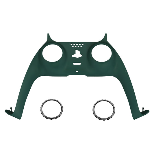 eXtremeRate Replacement Decorative Trim Shell with Accent Rings Compatible with PS5 Controller BDM-010/020/030/040/050 - Racing Green