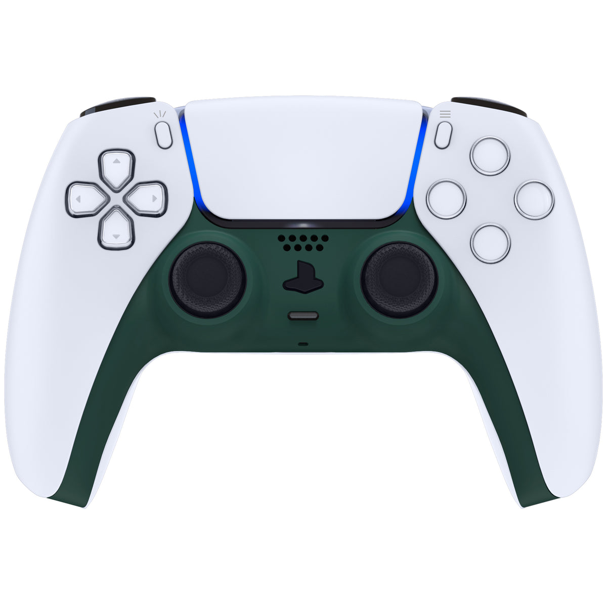 eXtremeRate Replacement Decorative Trim Shell with Accent Rings Compatible with PS5 Controller BDM-010/020/030/040/050 - Racing Green