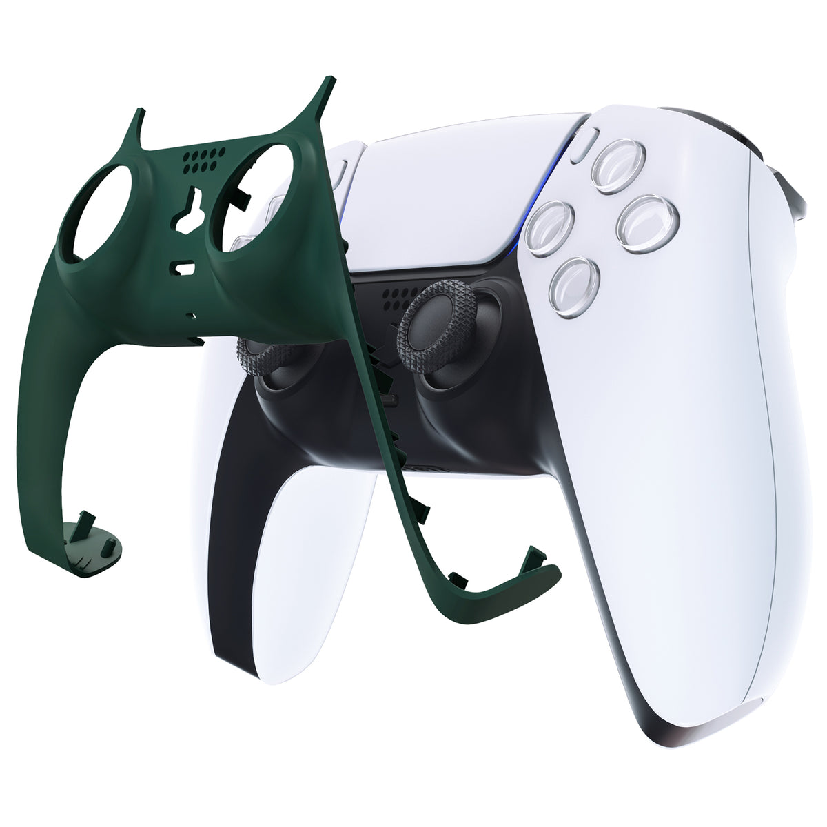 eXtremeRate Replacement Decorative Trim Shell with Accent Rings Compatible with PS5 Controller BDM-010/020/030/040/050 - Racing Green