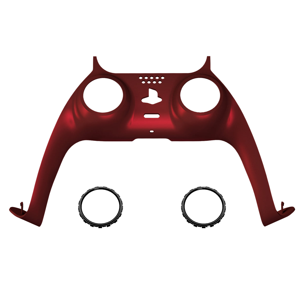 eXtremeRate Replacement Decorative Trim Shell with Accent Rings Compatible with PS5 Controller BDM-010/020/030/040/050 - Scarlet Red
