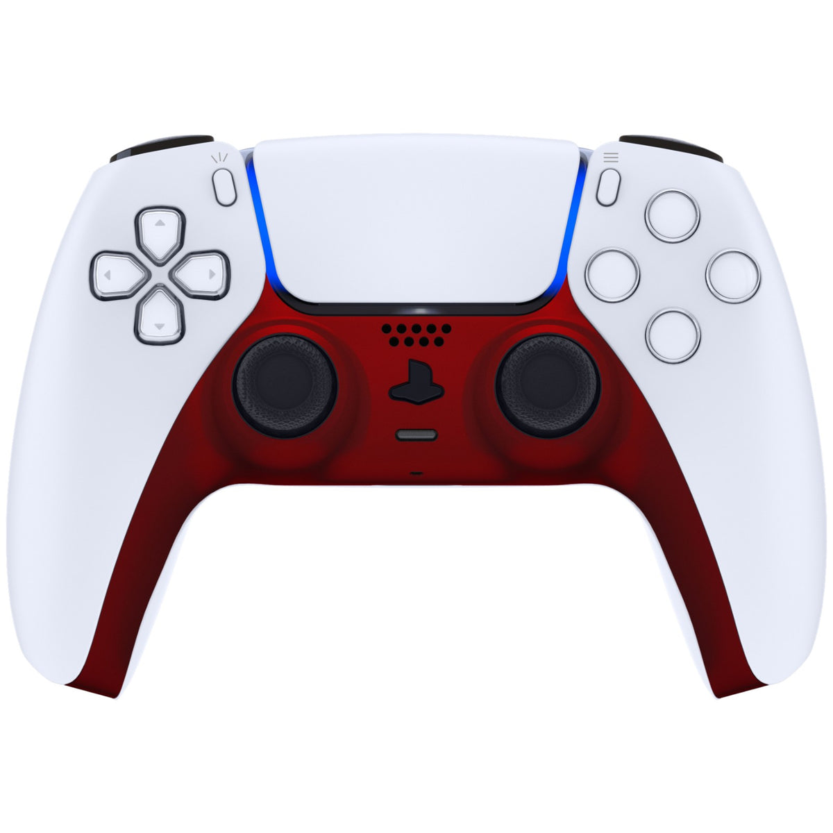 eXtremeRate Replacement Decorative Trim Shell with Accent Rings Compatible with PS5 Controller BDM-010/020/030/040/050 - Scarlet Red