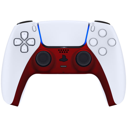 eXtremeRate Replacement Decorative Trim Shell with Accent Rings Compatible with PS5 Controller BDM-010/020/030/040/050 - Scarlet Red