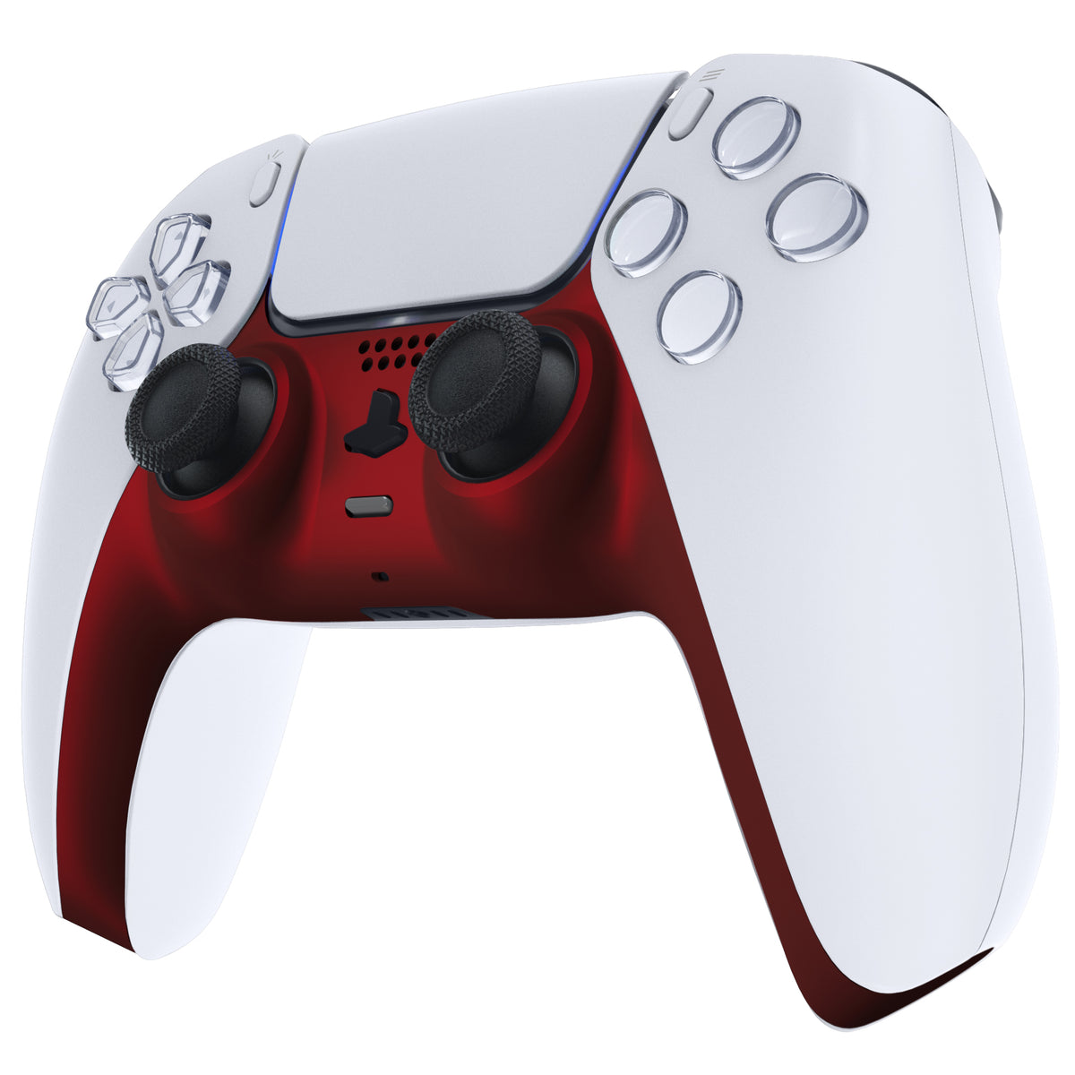 eXtremeRate Replacement Decorative Trim Shell with Accent Rings Compatible with PS5 Controller BDM-010/020/030/040/050 - Scarlet Red