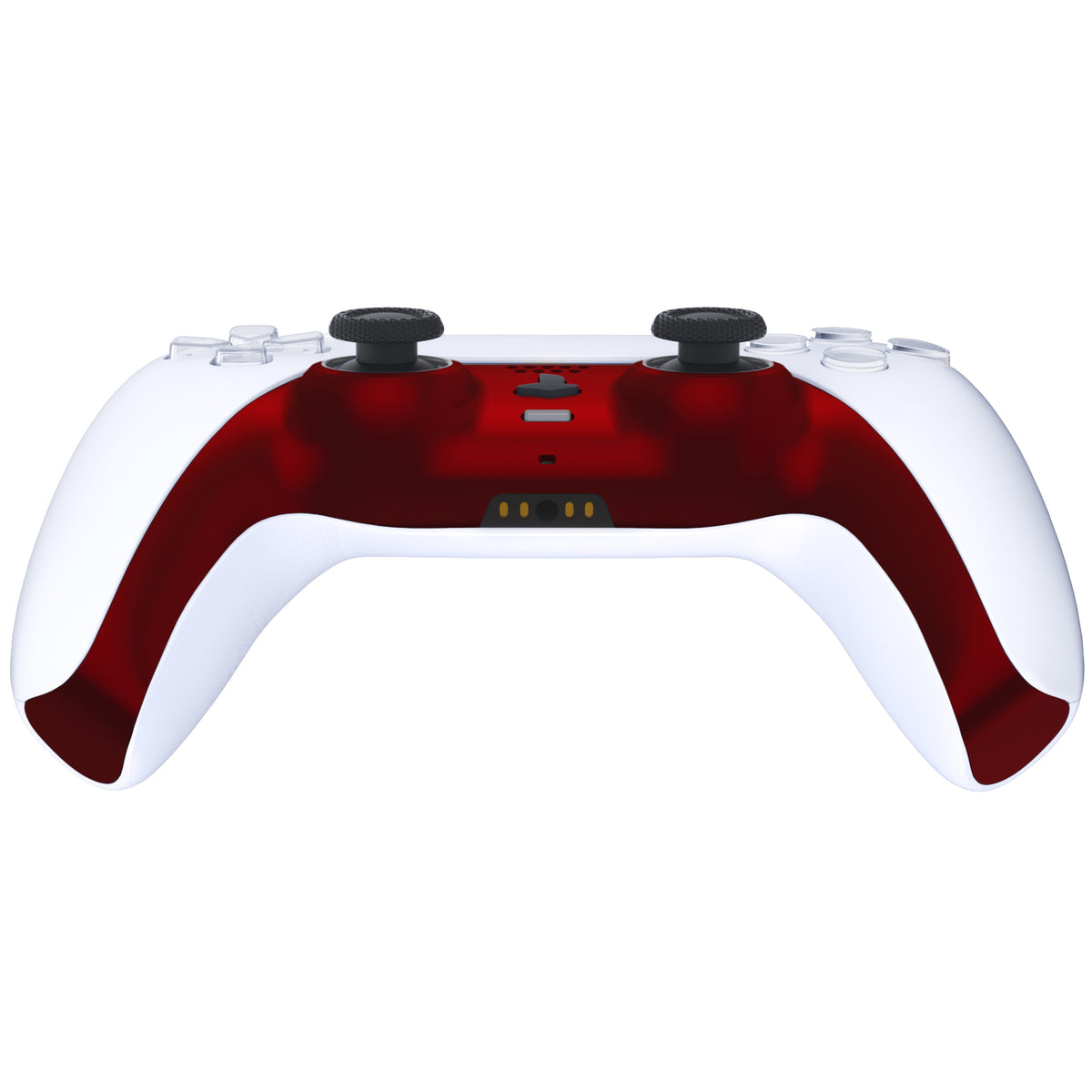 eXtremeRate Replacement Decorative Trim Shell with Accent Rings Compatible with PS5 Controller BDM-010/020/030/040/050 - Scarlet Red