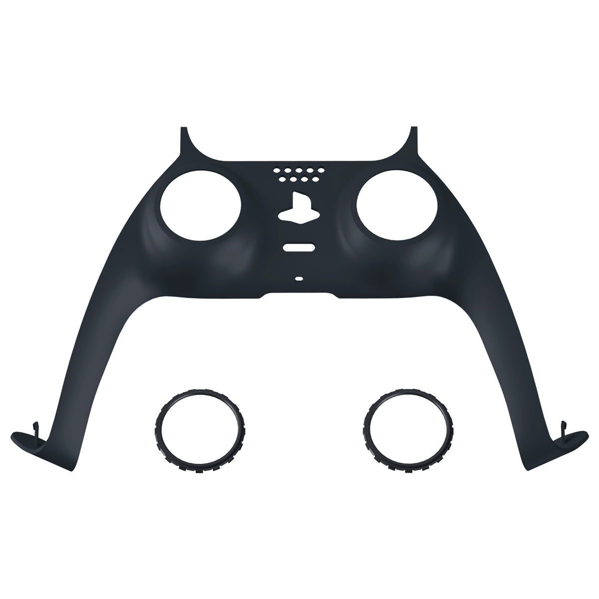 eXtremeRate Replacement Decorative Trim Shell with Accent Rings Compatible with PS5 Controller BDM-010/020/030/040/050 - Solid Black