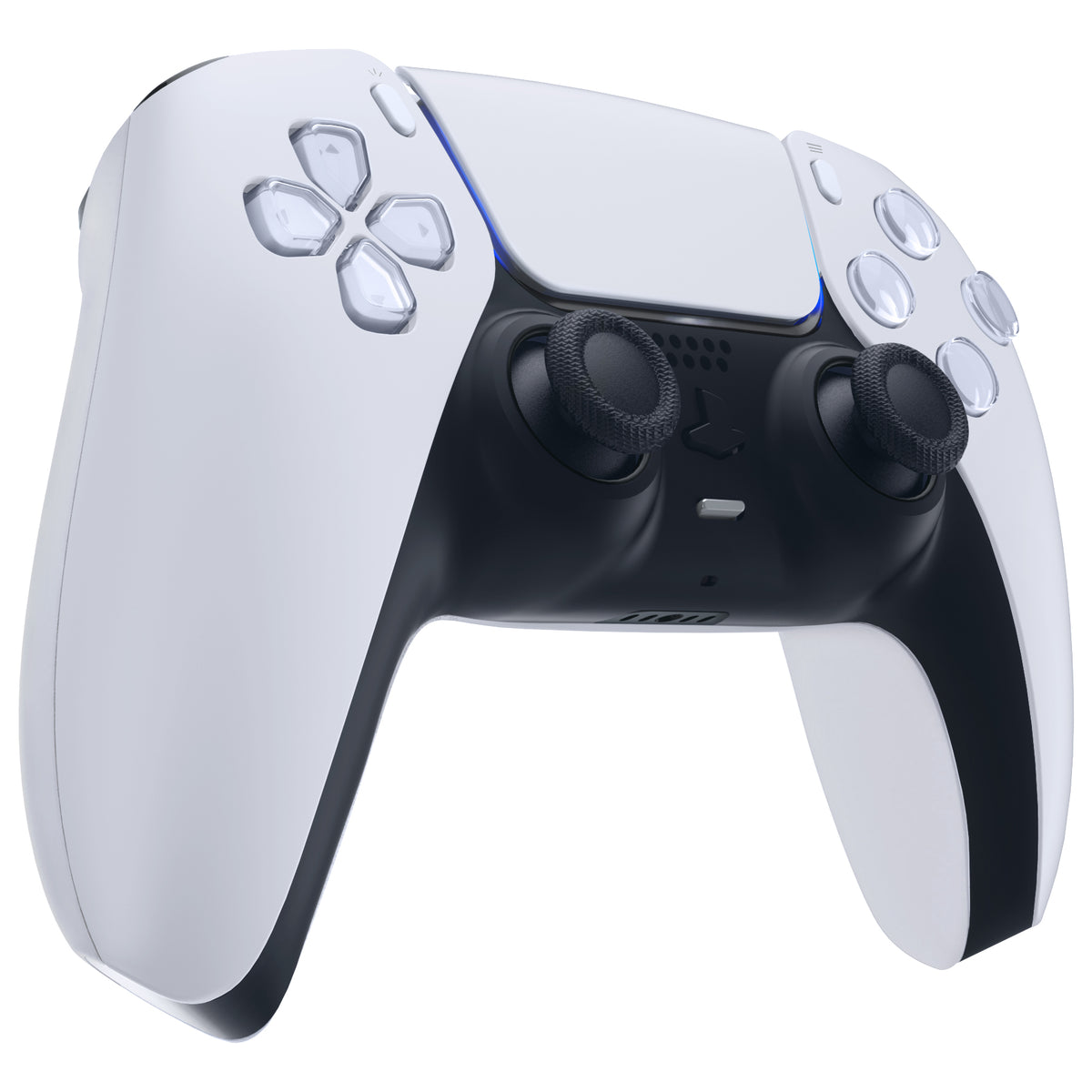 eXtremeRate Replacement Decorative Trim Shell with Accent Rings Compatible with PS5 Controller BDM-010/020/030/040/050 - Solid Black