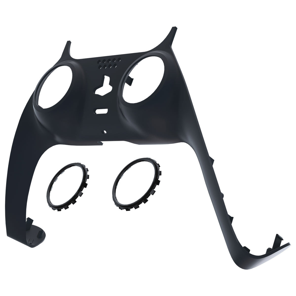 eXtremeRate Replacement Decorative Trim Shell with Accent Rings Compatible with PS5 Controller BDM-010/020/030/040/050 - Solid Black