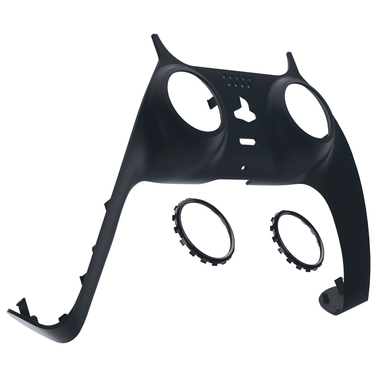 eXtremeRate Replacement Decorative Trim Shell with Accent Rings Compatible with PS5 Controller BDM-010/020/030/040/050 - Solid Black