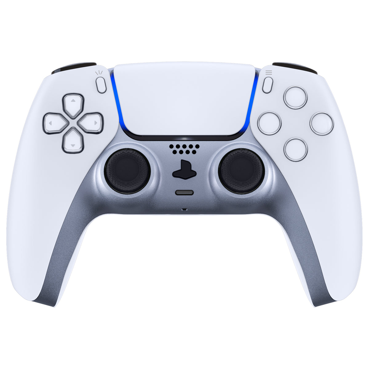 eXtremeRate Replacement Decorative Trim Shell with Accent Rings Compatible with PS5 Controller BDM-010/020/030/040/050 - Sterling Silver