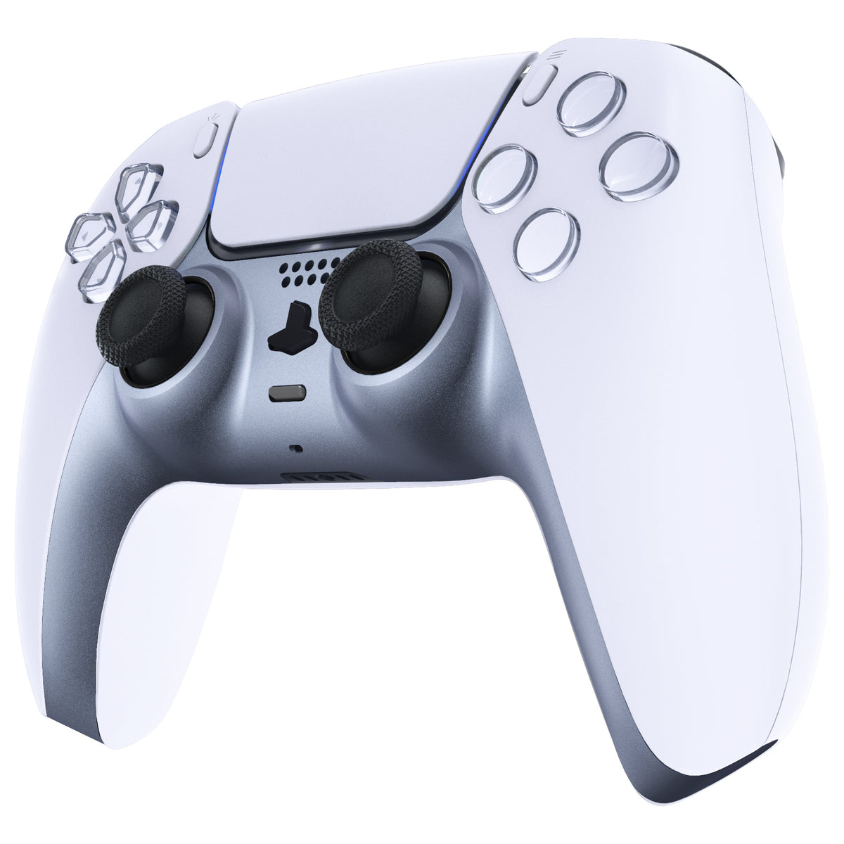 eXtremeRate Replacement Decorative Trim Shell with Accent Rings Compatible with PS5 Controller BDM-010/020/030/040/050 - Sterling Silver