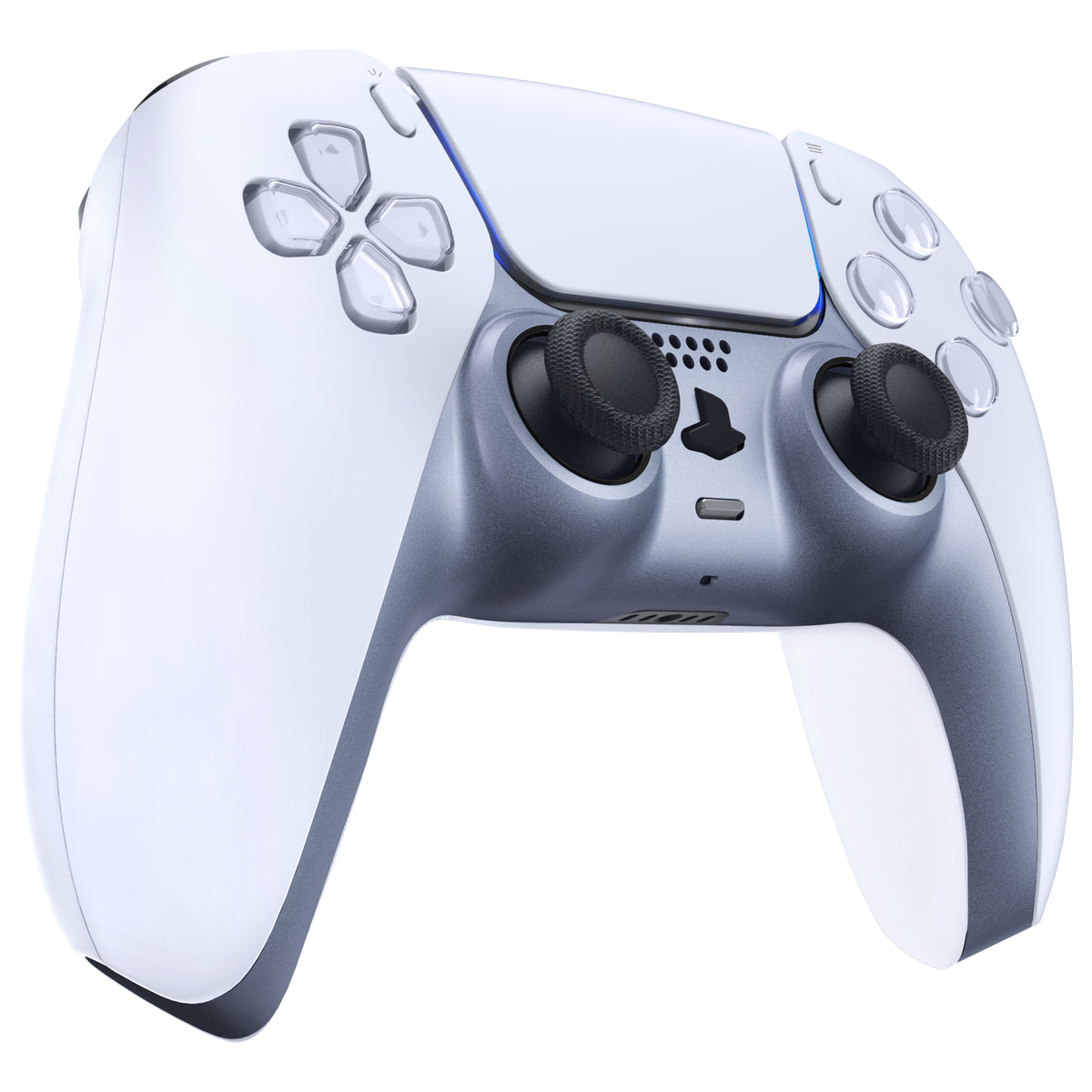 eXtremeRate Replacement Decorative Trim Shell with Accent Rings Compatible with PS5 Controller BDM-010/020/030/040/050 - Sterling Silver