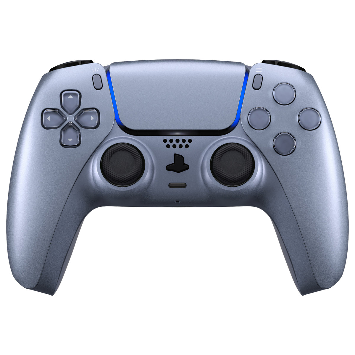 eXtremeRate Replacement Decorative Trim Shell with Accent Rings Compatible with PS5 Controller BDM-010/020/030/040/050 - Sterling Silver
