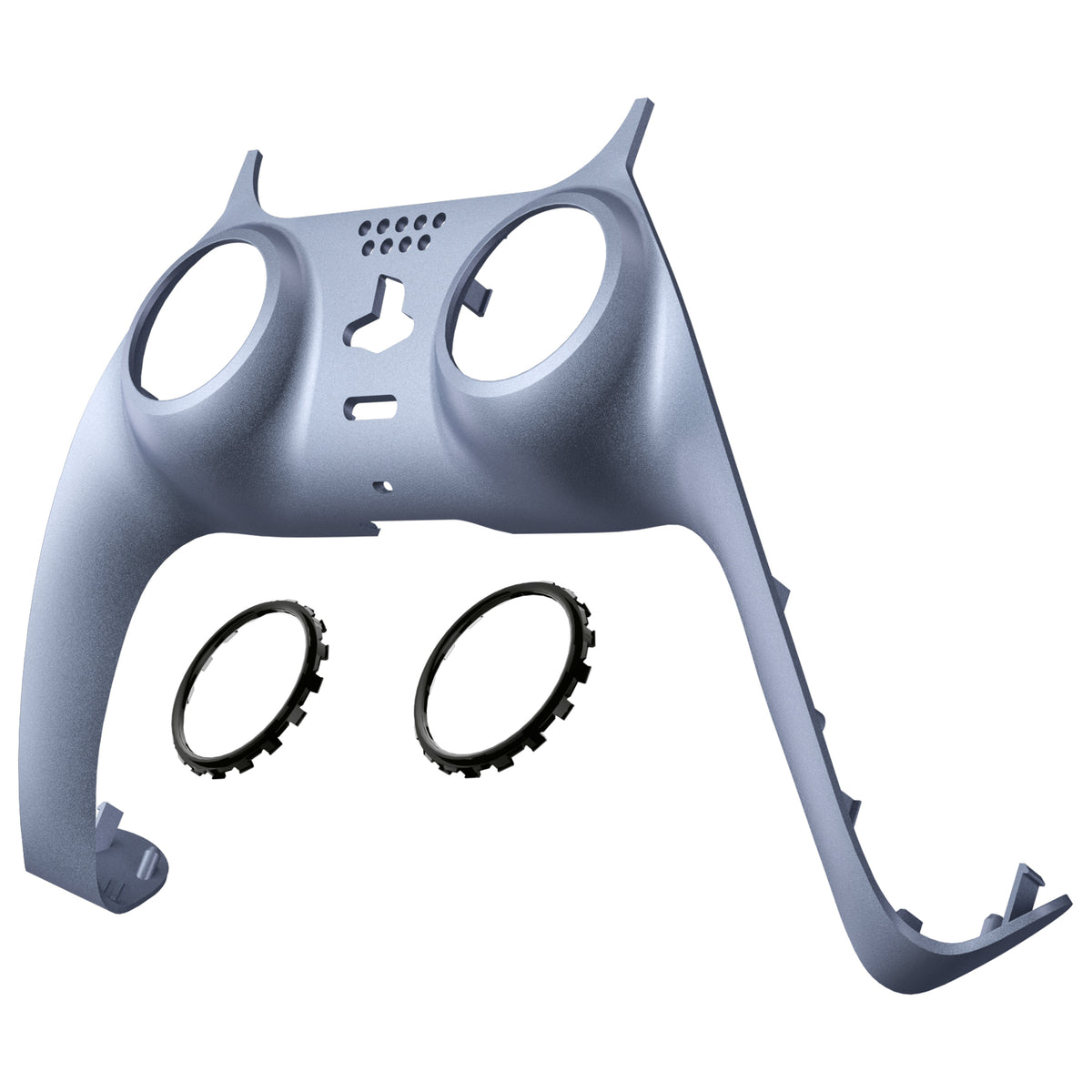 eXtremeRate Replacement Decorative Trim Shell with Accent Rings Compatible with PS5 Controller BDM-010/020/030/040/050 - Sterling Silver