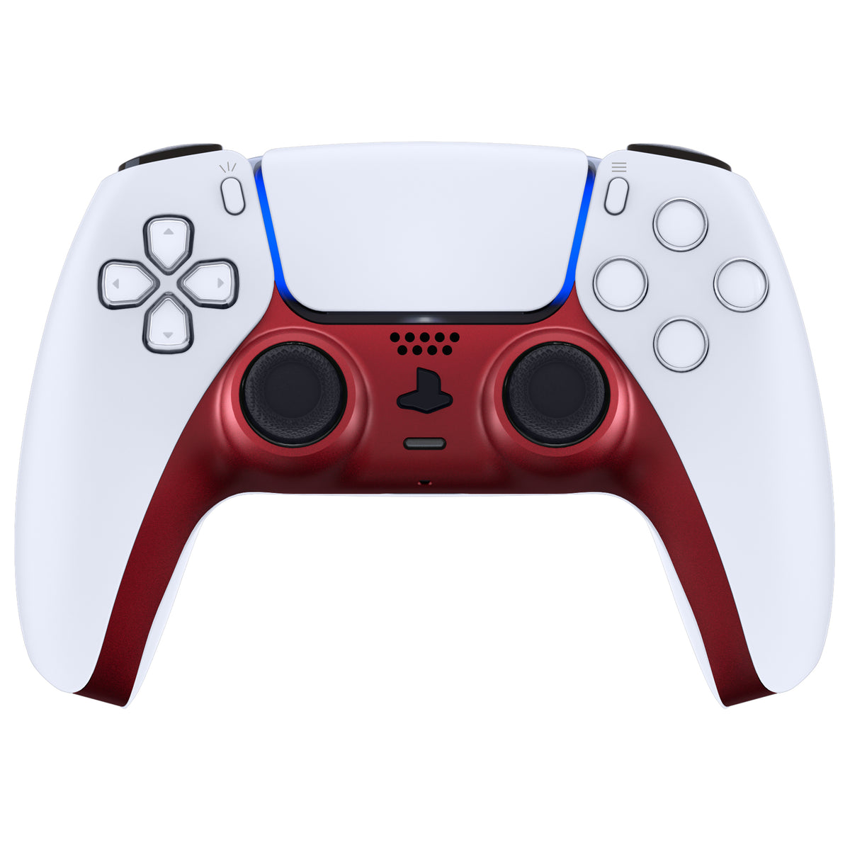 eXtremeRate Replacement Decorative Trim Shell with Accent Rings Compatible with PS5 Controller BDM-010/020/030/040/050 - Volcanic Red