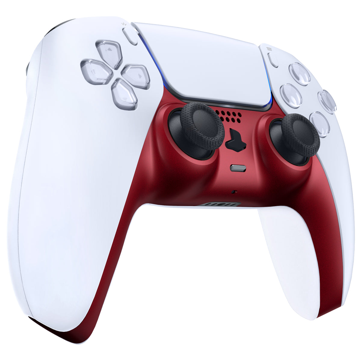 eXtremeRate Replacement Decorative Trim Shell with Accent Rings Compatible with PS5 Controller BDM-010/020/030/040/050 - Volcanic Red