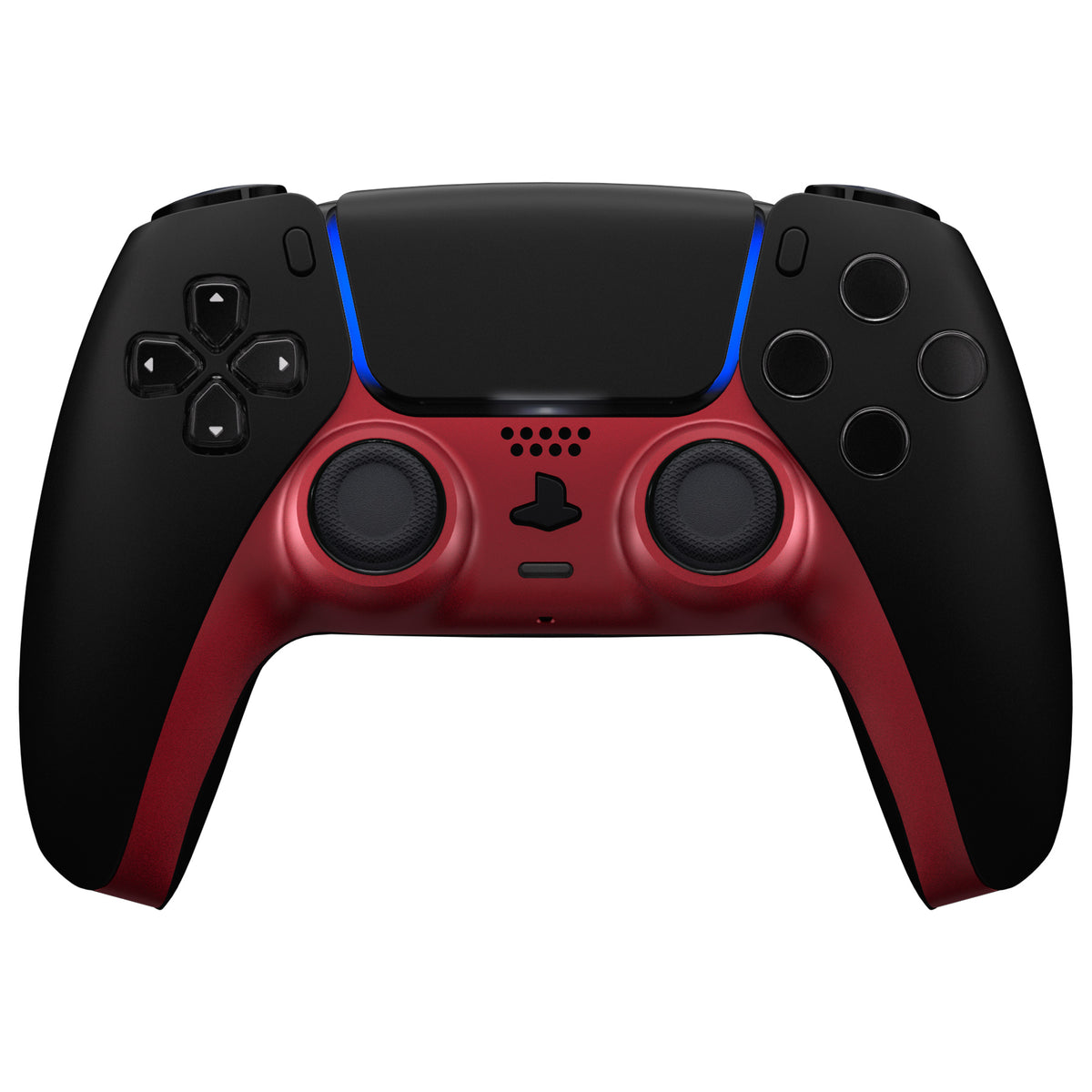 eXtremeRate Replacement Decorative Trim Shell with Accent Rings Compatible with PS5 Controller BDM-010/020/030/040/050 - Volcanic Red