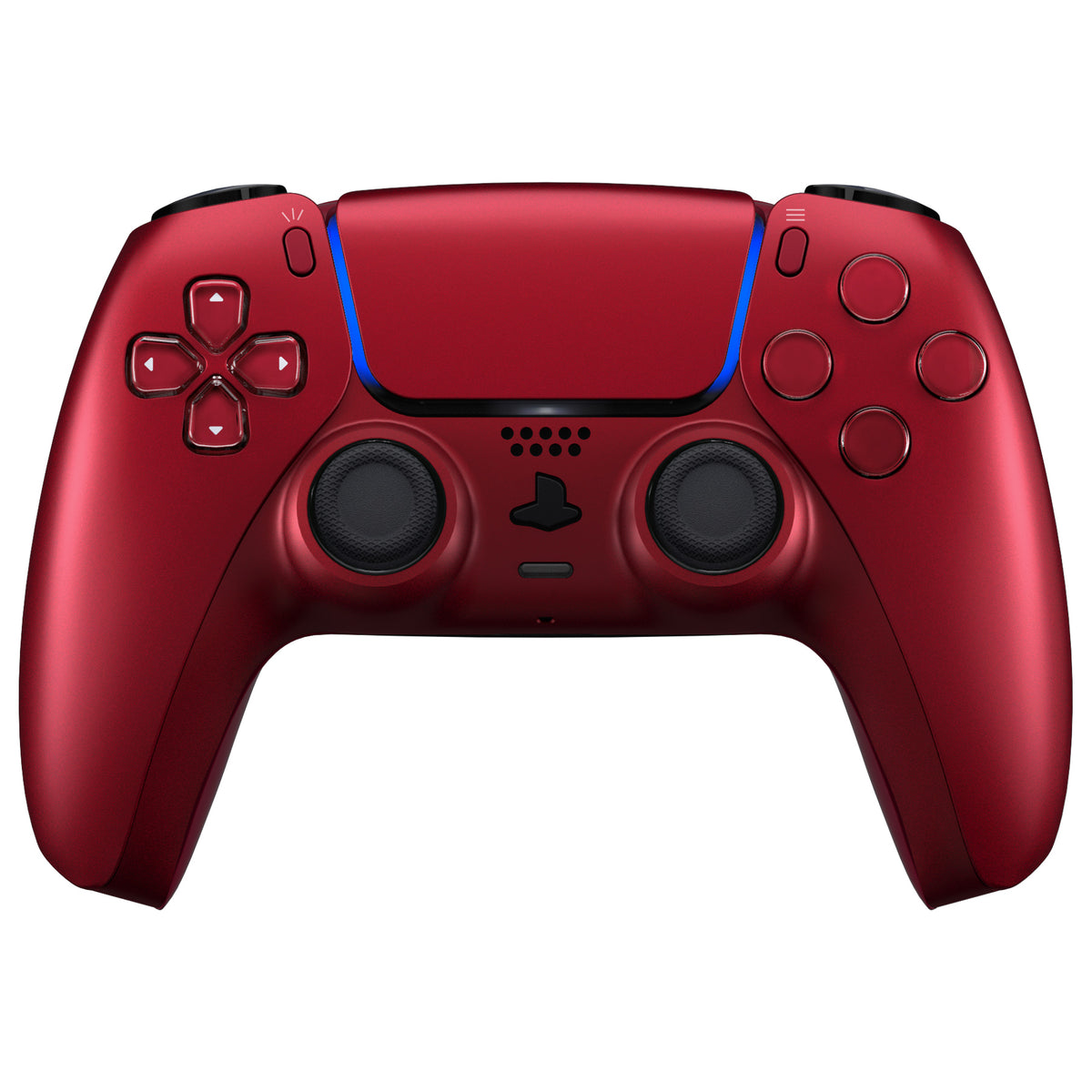 eXtremeRate Replacement Decorative Trim Shell with Accent Rings Compatible with PS5 Controller BDM-010/020/030/040/050 - Volcanic Red