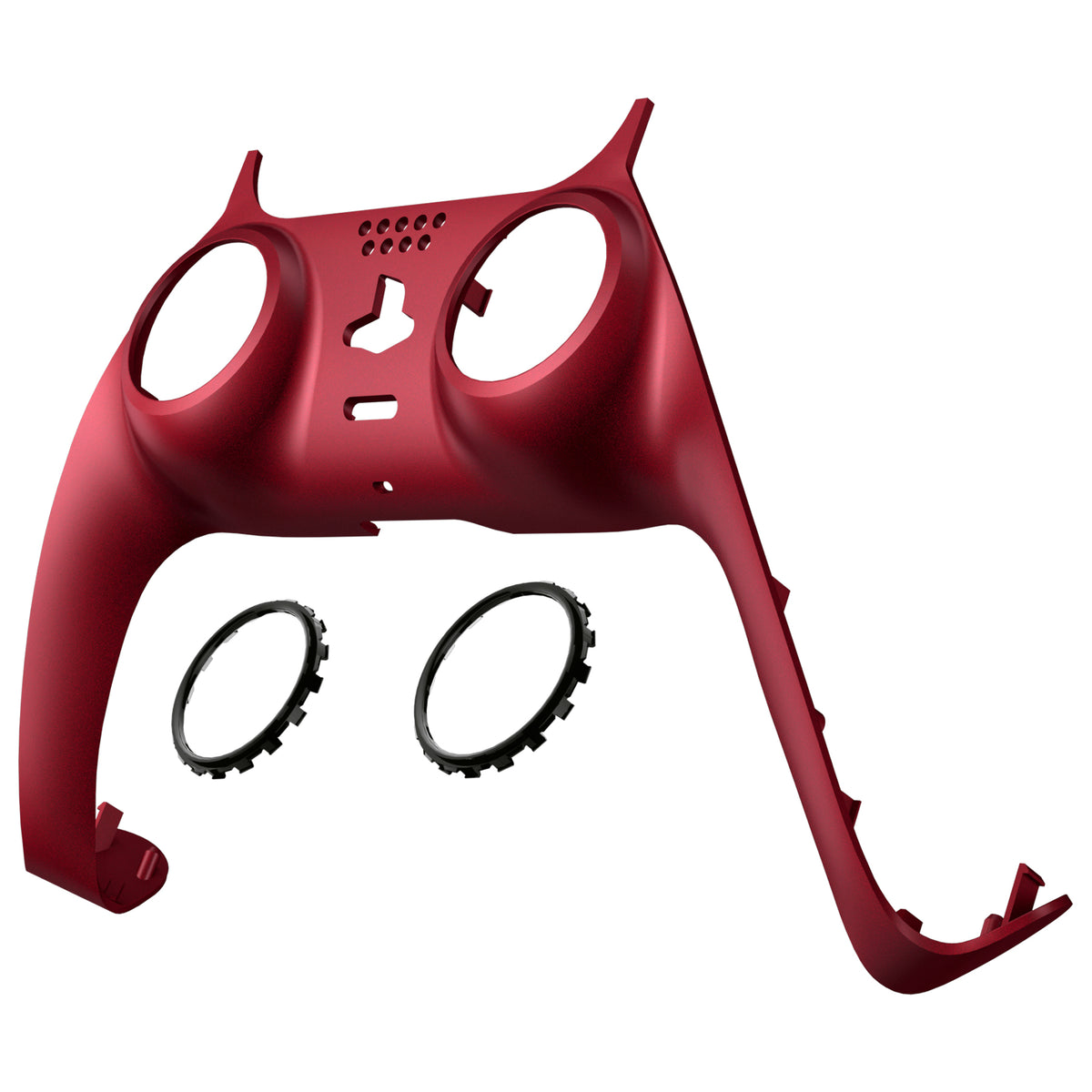 eXtremeRate Replacement Decorative Trim Shell with Accent Rings Compatible with PS5 Controller BDM-010/020/030/040/050 - Volcanic Red