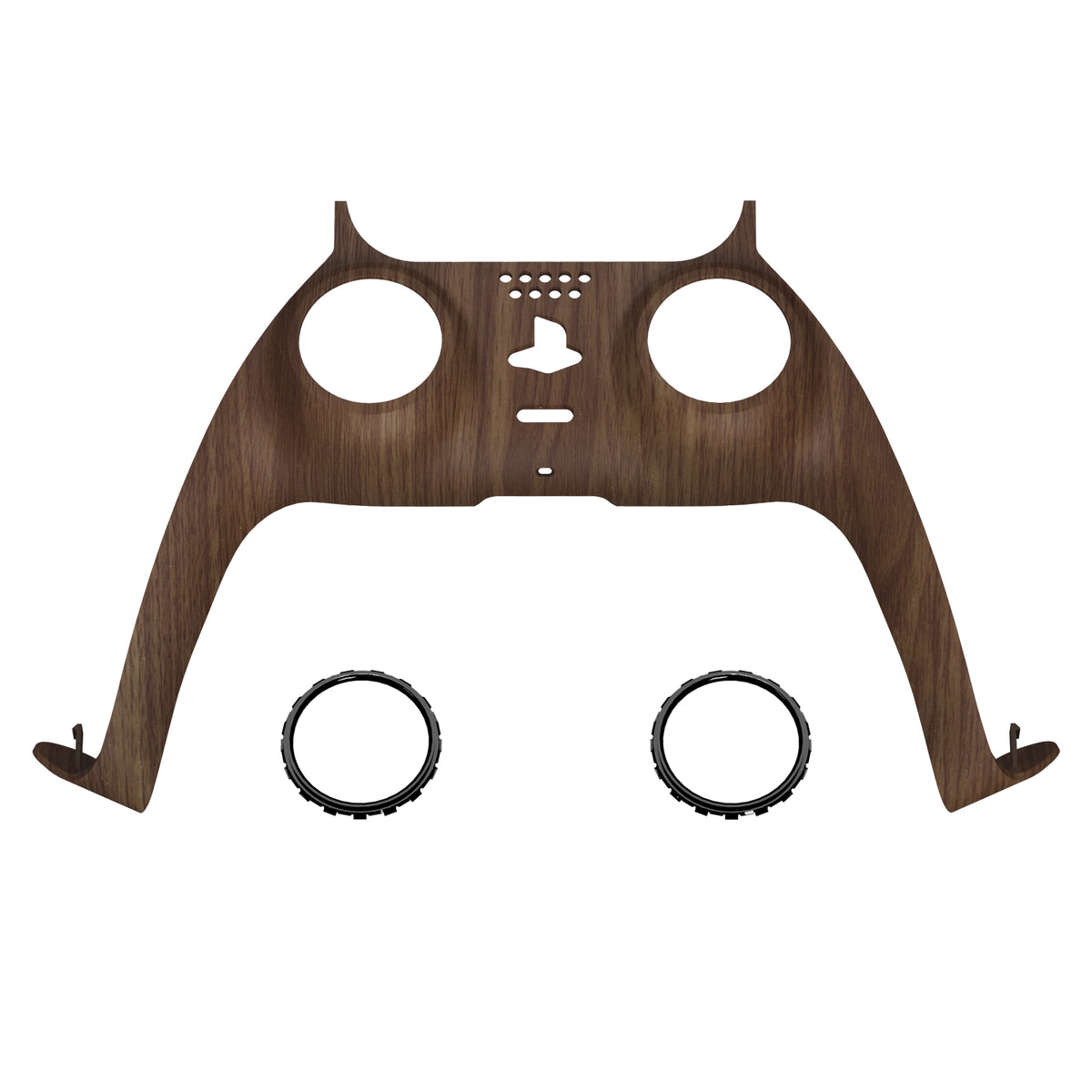 eXtremeRate Replacement Decorative Trim Shell with Accent Rings Compatible with PS5 Controller BDM-010/020/030/040/050 - Wood Grain