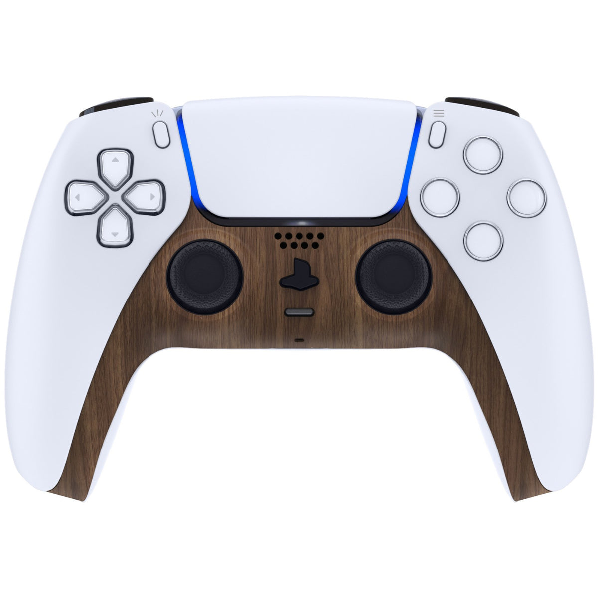 eXtremeRate Replacement Decorative Trim Shell with Accent Rings Compatible with PS5 Controller BDM-010/020/030/040/050 - Wood Grain
