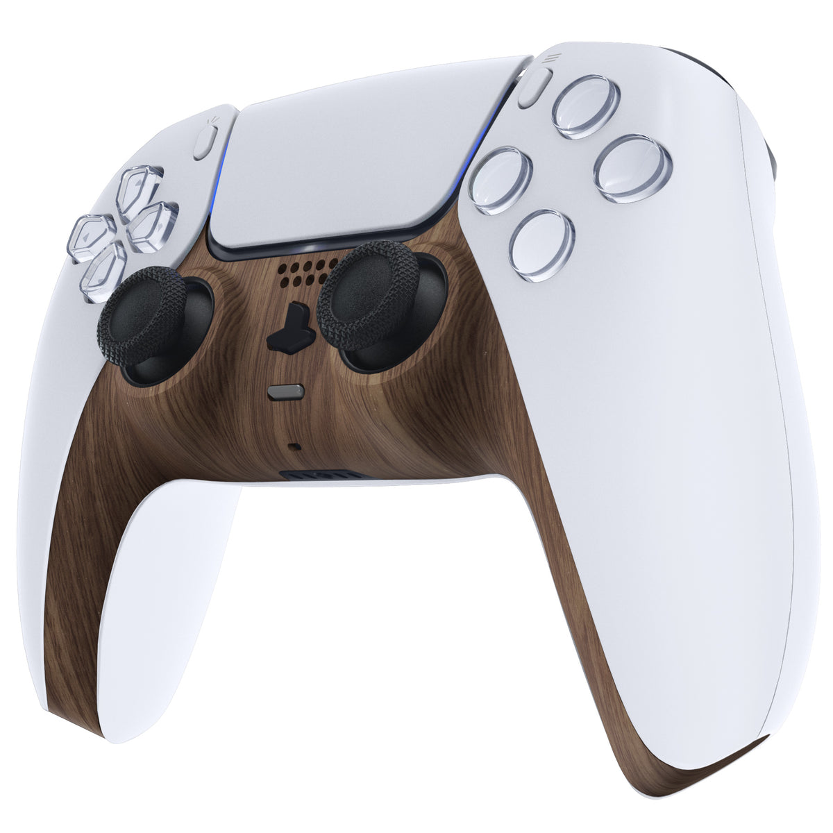 eXtremeRate Replacement Decorative Trim Shell with Accent Rings Compatible with PS5 Controller BDM-010/020/030/040/050 - Wood Grain
