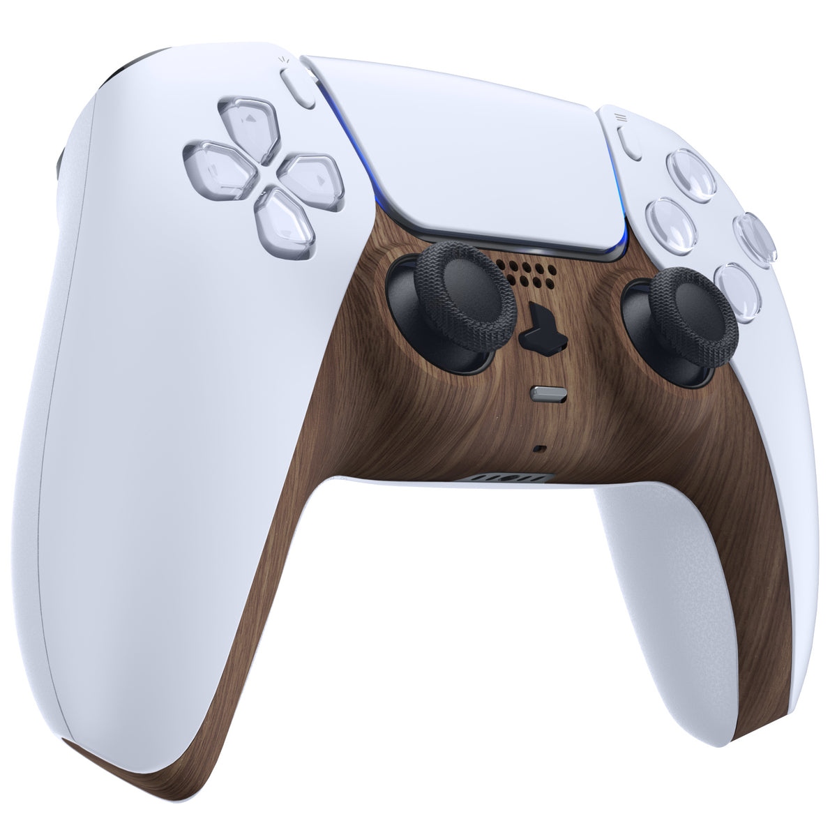 eXtremeRate Replacement Decorative Trim Shell with Accent Rings Compatible with PS5 Controller BDM-010/020/030/040/050 - Wood Grain
