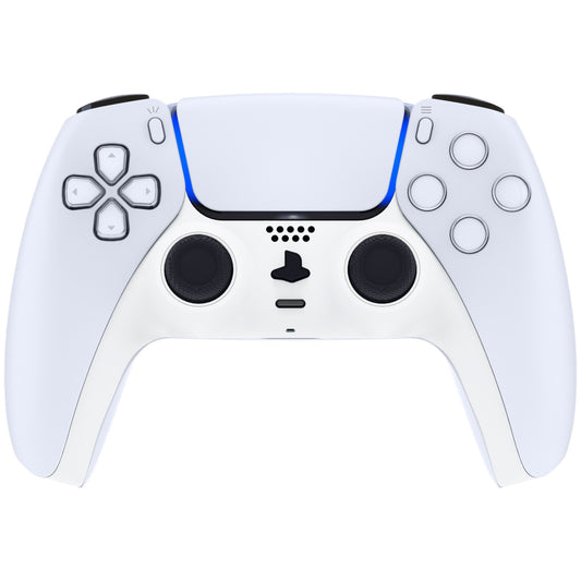 eXtremeRate Replacement Decorative Trim Shell with Accent Rings Compatible with PS5 Controller BDM-010/020/030/040/050 - White