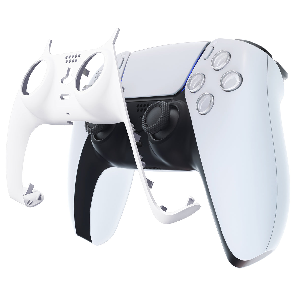 eXtremeRate Replacement Decorative Trim Shell with Accent Rings Compatible with PS5 Controller BDM-010/020/030/040/050 - White