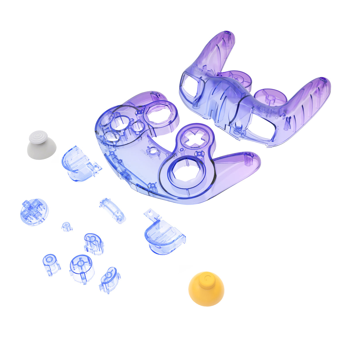 eXtremeRate Replacement Faceplate Backplate with Buttons for Nintendo GameCube Controller NGC - Gradient Translucent Bluebell
