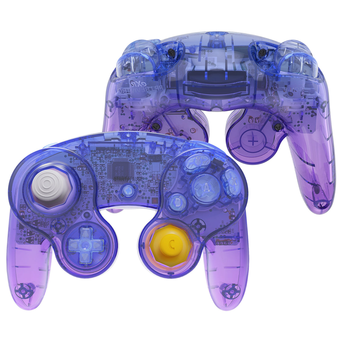 eXtremeRate Replacement Faceplate Backplate with Buttons for Nintendo GameCube Controller NGC - Gradient Translucent Bluebell