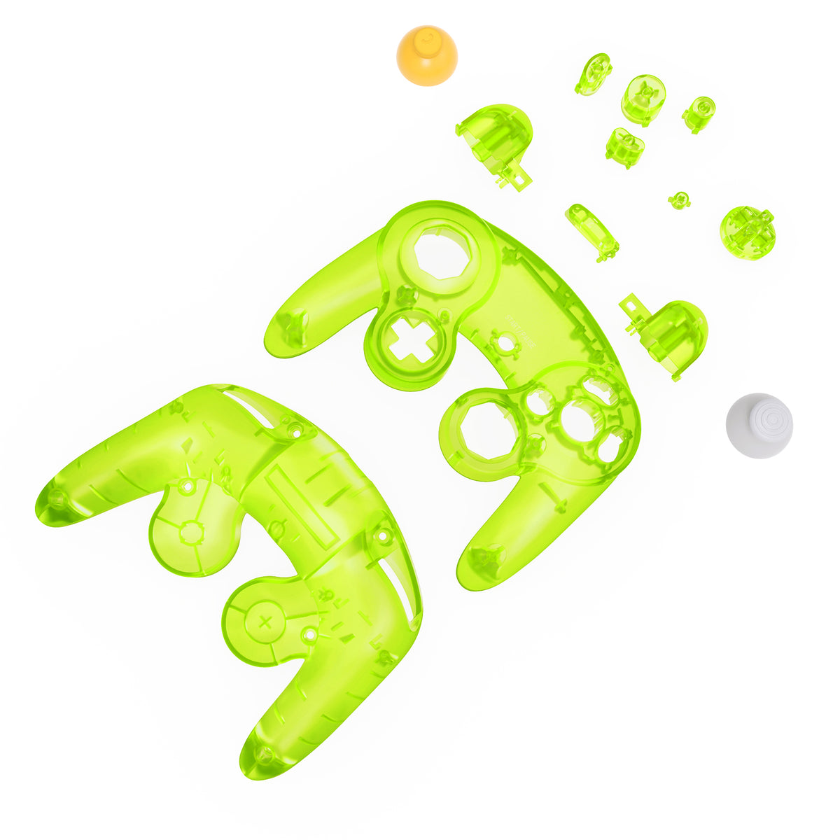 eXtremeRate Replacement Faceplate Backplate with Buttons for Nintendo GameCube Controller NGC - Clear Lime Green