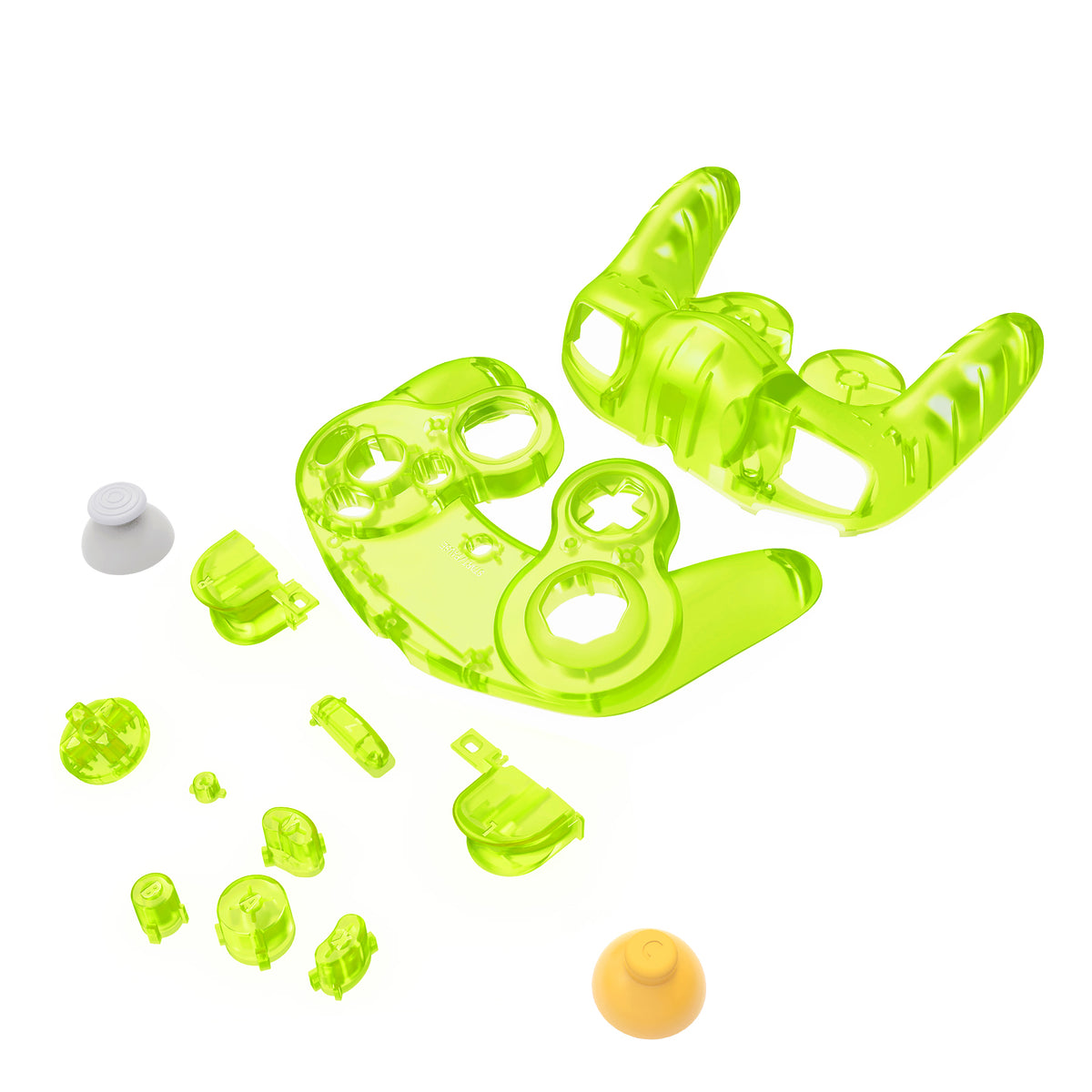 eXtremeRate Replacement Faceplate Backplate with Buttons for Nintendo GameCube Controller NGC - Clear Lime Green