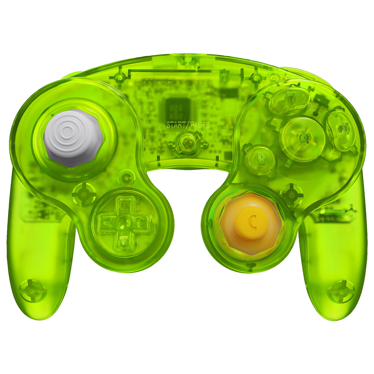 eXtremeRate Replacement Faceplate Backplate with Buttons for Nintendo GameCube Controller NGC - Clear Lime Green