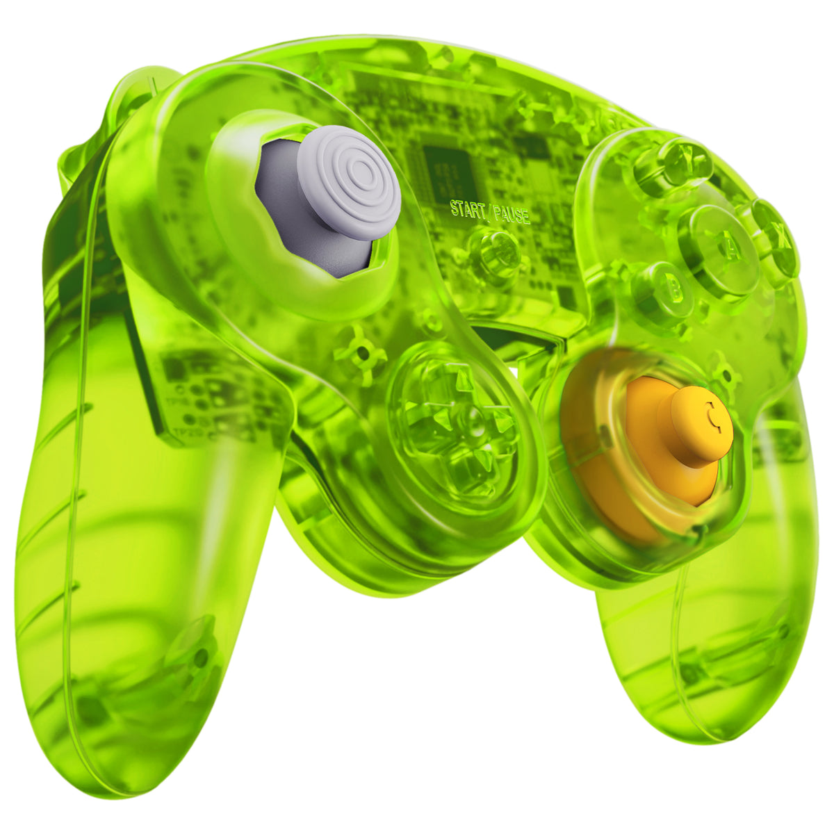 eXtremeRate Replacement Faceplate Backplate with Buttons for Nintendo GameCube Controller NGC - Clear Lime Green