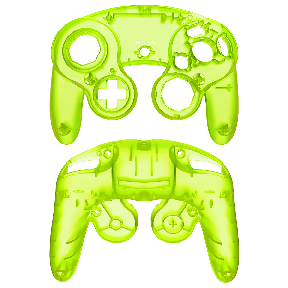 eXtremeRate Replacement Faceplate Backplate with Buttons for Nintendo GameCube Controller NGC - Clear Lime Green