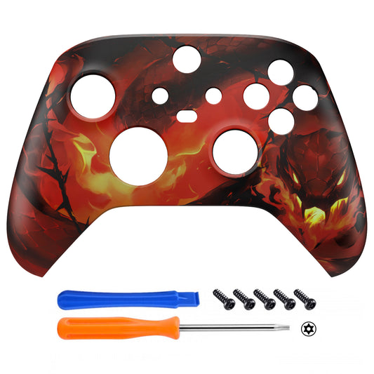 eXtremeRate Replacement Faceplate Front Housing Shell for Xbox Series X & S Controller - Purgatory Fire Serpent
