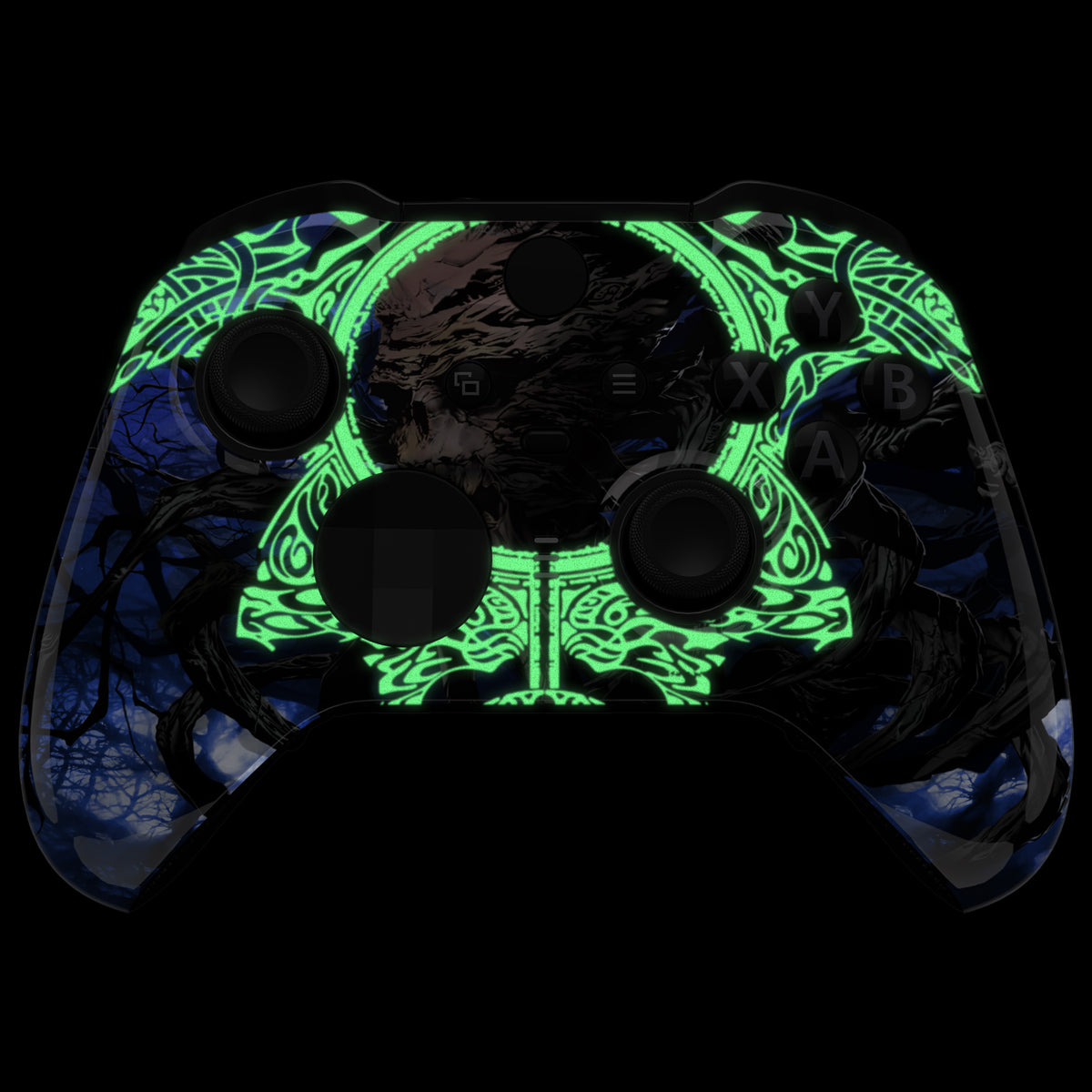 eXtremeRate Replacement Front Housing Shell Case with Accent Rings for Xbox One Elite Series 2 & Elite 2 Core Controller (Model 1797) - Glow in Dark - The Awakening of the Earth Lord