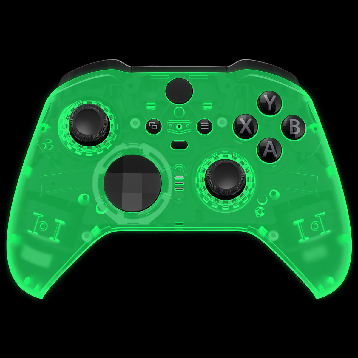 eXtremeRate Replacement Front Housing Shell Case with Accent Rings for Xbox One Elite Series 2 & Elite 2 Core Controller (Model 1797) - Glow in Dark - Green